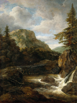 Mountain Landscape with waterfall, c.1675 (oil on canvas)