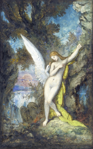 Leda And The Swan, 19th century (watercolour, gouache on paper)