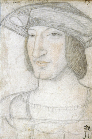Portrait of Francis I (1494-1547), King of France (black chalk and sanguine on paper)