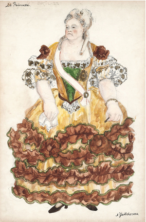Costume design for the play La Petite Catherine by Alfred Savoir par Goncharova, Natalia Sergeevna, 1930 (watercolour and ink on paper)