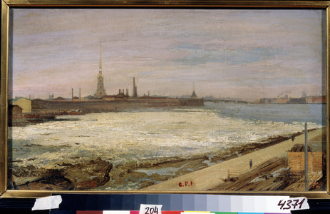 The derive of ice on the Neva river in Saint Petersburg (Ice Drifting in St Petersburg), 1881 (oil on canvas)