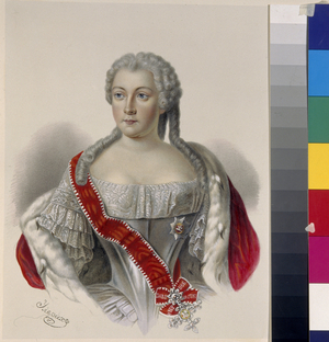 Portrait of Princess Anna Leopoldovna (1718-1746), mother of Tsar Ivan VI (1740-1764), c.1850 (litho)