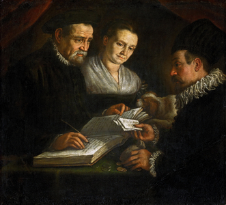 The money changer Orazio Lago, his wife and a client, c.1600 (oil on canvas)