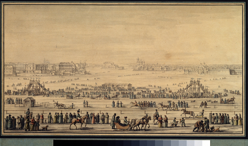 Shakes Escapes sliding on the Neva in Saint Petersburg, c.1800 (watercolour on paper)