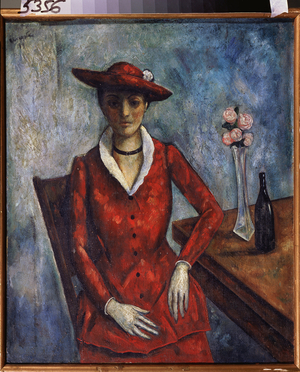 A Woman In Red, 1917 (oil on canvas)