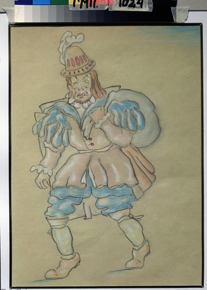 Costume project for opera "the guest of stone", 1937 (pastel on paper)