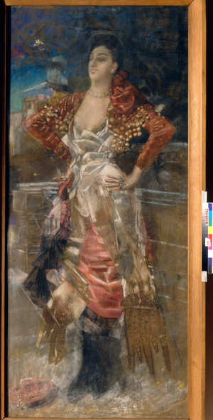 Portrait of the dancer and actress Caroline (Carolina) Otero, known as the beautiful Otero (1868-1965), 1898 (pastel on canvas)
