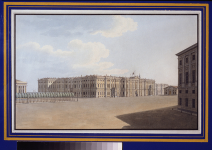 View of the Place d'Hiver from avenue de la Neva (Perspective Nevski), Saint Petersburg, 1830 (watercolour on paper)