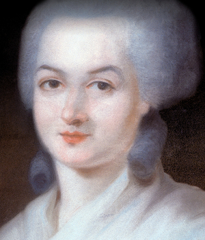 Portrait of Olympe de Gouges, detail (pastel on paper)