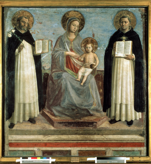 Virgin to the child surrounded by Saint Dominique de Guzman (1170-1221), 1424-30 (tempera on wood)