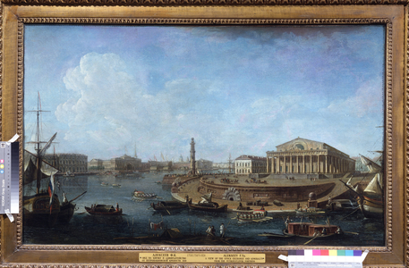 The stock exchange and the admiralty as seen from the Peter and Paul Fortress, St Petersburg, 1810 (oil on canvas)