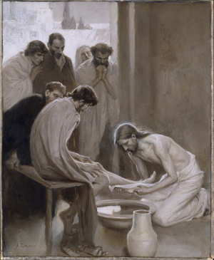 Christ washing the feet of his disciples - Christ Washing the Feet of the Disciples, 1898 (grisaille)
