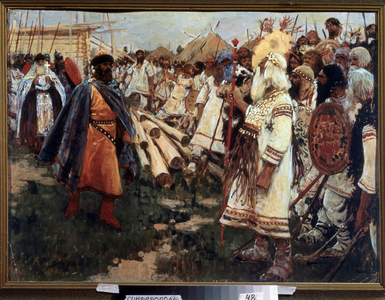 "Christianity And Paganism" Christianization Of Ukraine - Allegory Of The Two Religions Face to Face, 1909 (painting)