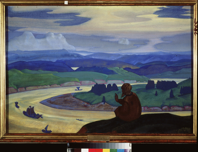 Procope the Great (or the Tondu) (around 1380-1434) begs for unknown travelers, 1914 (tempera on cardboard)