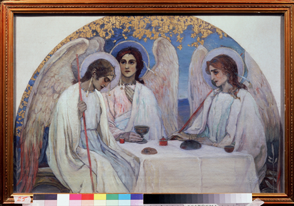 L'hospitalite d'Abraham, 20th century (oil on canvas)
