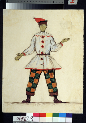 Costume design for the ballet Petrushka by I. Stravinsky, 1911 (watercolour on paper)