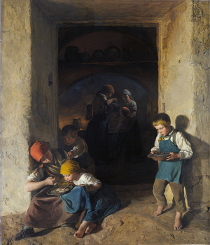 Children Receiving their Breakfast, 18th century (oil on canvas)