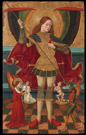 l'archange Saint Michel - The Archangel Michael weighing the Souls of the Dead, c.1485 (tempera on panel)