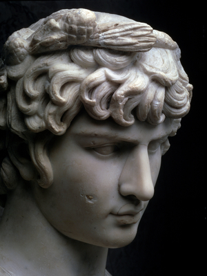 Roman art: Representation of Antinous in Dionysos, young man lover of the Emperor Hadrian, c.125 (marble)