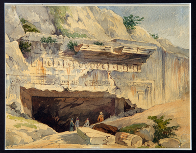 The Royal Tombs of Judah, 19th century (watercolour and ink on paper)