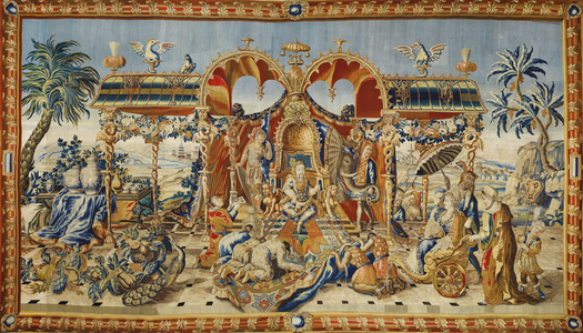 The hearing of the Chinese emperor, c.1715 (wool, silk and gold and silver thread)