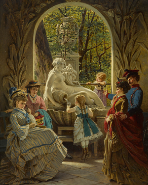 Pavilion of the Schonbrunn Spring Festival, Vienne - Pavilion to the Fair Spring in Schoenbrunn, 19th century (oil on wood)