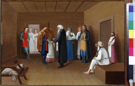 An engagement, 19th century (oil on canvas)