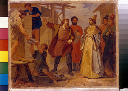 Grand Prince Vladimir II The Dark Erectes The Church Of Mother Of God In Moscow, 18th century (oil on canvas)