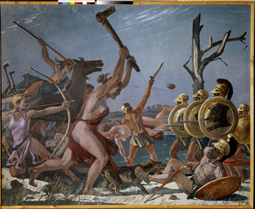 The Amazons Battle (The Battle of the Amazons), 1947 (oil on canvas)