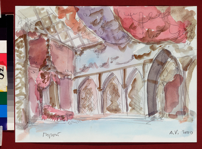 Preparatory decor for the ballet "La Fontaine de Bakhtchisarai", 2000 (watercolour and gouache on paper)