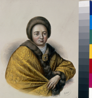 Portrait of Tsarine Natalia Jarkakina (Narychkina), c.1860 (litho)