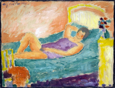 The girl lengthened (The Lying Girl), 1917 (oil on board)