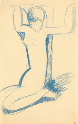 Kneeling Blue Caryatid (Anna Akhmatova, 1889-1966), c.1911 (drawing)