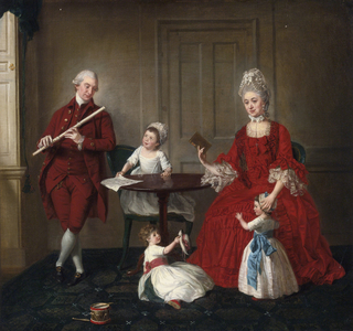Rococo: Portrait of Mr. and Mrs. James Blew and their three children in an elegant interior, 1660-70 (oil on canvas)