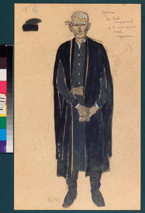 Male preparatory suit for the opera "mazeppa", 1966 (watercolour on cardboard)