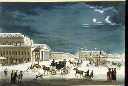 The Theater Imperial Bolchoi Kamenny in Saint Petersburg, c.1800 (engraving and watercolour)