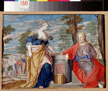 Christ and Samaritaine at the well of Jacob. Christ and Samaritan Woman at Jacob's Well (gouache on parchment)