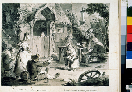 "The farm courtyard", 18th century (ink drawing)