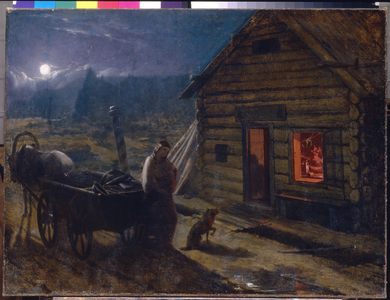 In front of a tavern, 19th century (oil on canvas)