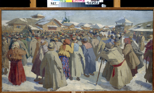 Before a prikhaz, in Moscow (Russia), 20th century (tempera on canvas)