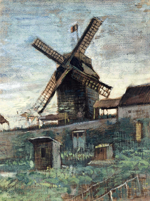 The Moulin de Blute fine (one of the two mills of the Galette mill), 1886 (watercolour, gouache on paper)