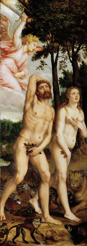 The fall of man, 16th century (oil on wood)