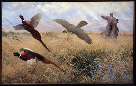 Pheasant shooting in Central Asia, 1936 (oil on canvas)