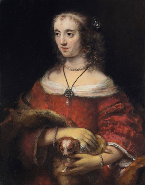 Portrait Of A Lady With A Lap Dog, c.1665 (oil on canvas)