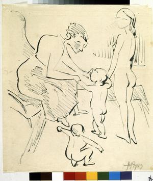 Family, 1913 (pencil, ink and brush on paper)