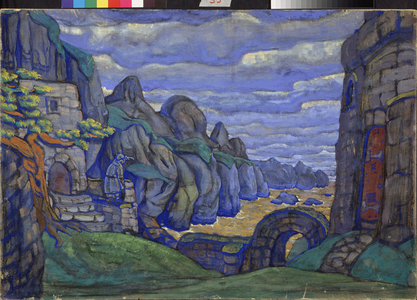 Village by the sea, 1912 (gouache on cardboard)