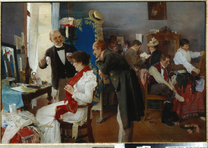 In the Dressing Room (oil on canvas)