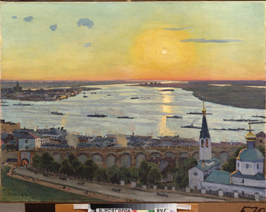Sunset at the Volga, 1911 (oil on canvas)