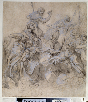 Fresco preparatory drawing for the Santa Maria del Popolo Church in Rome (gouache and pencil on paper)