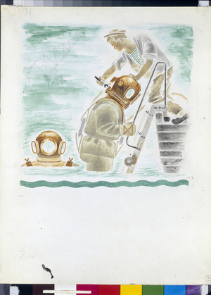 Diving base (Various bases), 1928 (watercolour)
